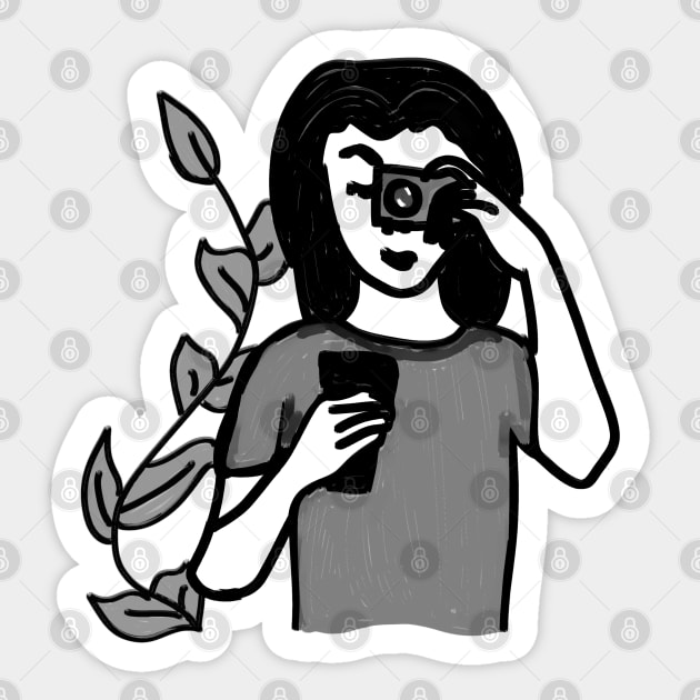 All I need is coffee and my camera Sticker by Antiope